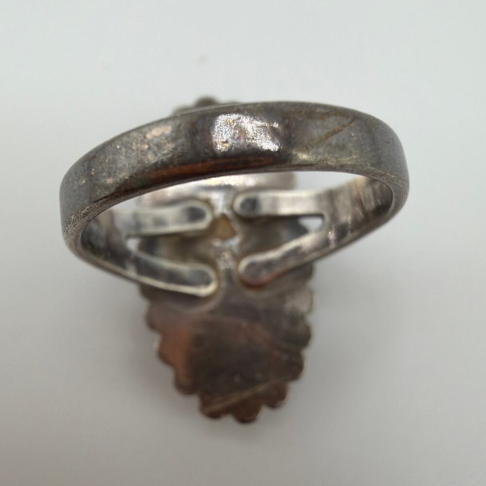 Vintage Navajo Sterling Silver Beaded Turquoise Ring 5.5 - Picture 4 of 8
